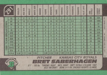 Bret Saberhagen  baseball card collectible - Main Image 2