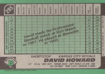David Howard  baseball card collectible - Main Image 2