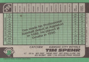 Tim Spehr  baseball card collectible - Main Image 2