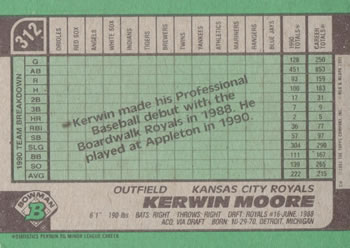 Kerwin Moore  baseball card collectible - Main Image 2