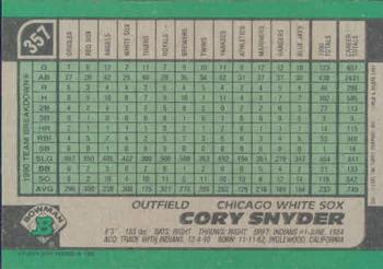 Cory Snyder  baseball card collectible - Main Image 2