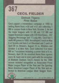 Cecil Fielder  baseball card collectible - Main Image 2