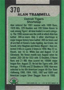 Alan Trammell  baseball card collectible - Main Image 2