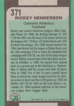 Rickey Henderson  baseball card collectible - Main Image 2