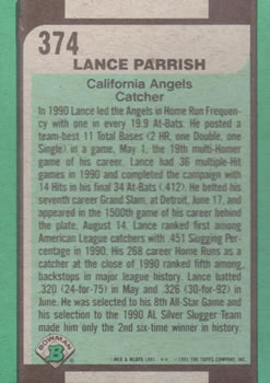 Lance Parrish  baseball card collectible - Main Image 2