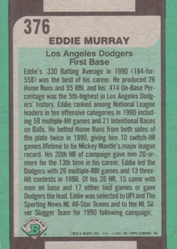 Eddie Murray  baseball card collectible - Main Image 2