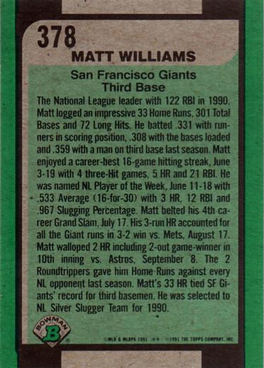 Matt Williams  baseball card collectible - Main Image 2