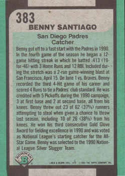 Benny Santiago  baseball card collectible - Main Image 2