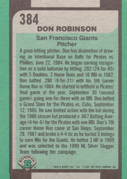 Don Robinson  baseball card collectible - Main Image 2