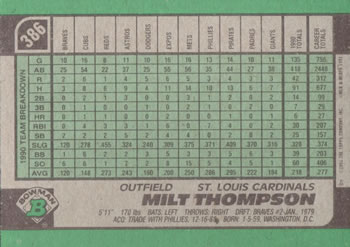 Milt Thompson  baseball card collectible - Main Image 2