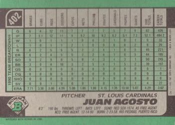 Juan Agosto  baseball card collectible - Main Image 2