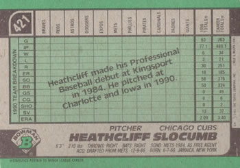 Heathcliff Slocumb  baseball card collectible - Main Image 2