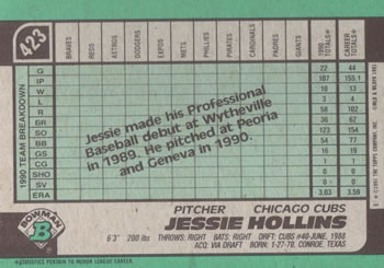 Jessie Hollins  baseball card collectible - Main Image 2