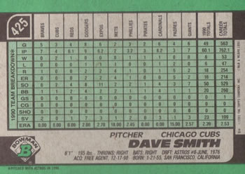 Dave Smith  baseball card collectible - Main Image 2