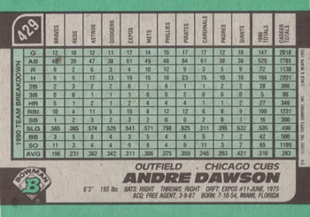 Andre Dawson  baseball card collectible - Main Image 2