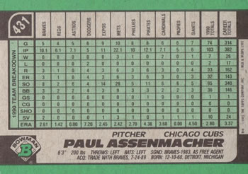Paul Assenmacher  baseball card collectible - Main Image 2