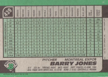 Barry Jones  baseball card collectible - Main Image 2