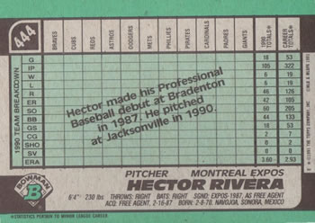 Hector Rivera  baseball card collectible - Main Image 2