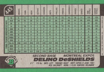 Delino DeShields  baseball card collectible - Main Image 2