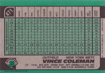 Vince Coleman  baseball card collectible - Main Image 2