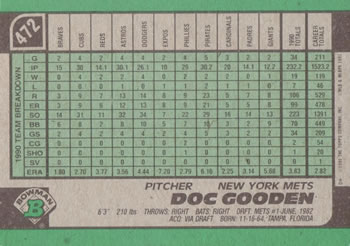 Doc Gooden  baseball card collectible - Main Image 2