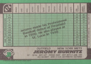 Jeromy Burnitz  baseball card collectible - Main Image 2