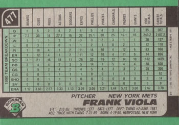 Frank Viola  baseball card collectible - Main Image 2