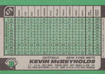 Kevin McReynolds  baseball card collectible - Main Image 2