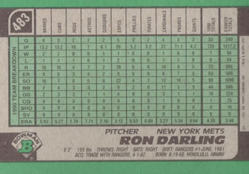 Ron Darling  baseball card collectible - Main Image 2