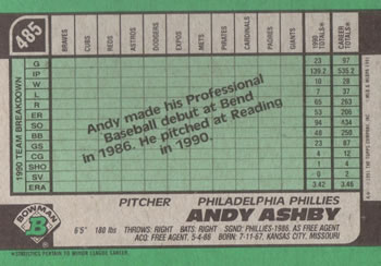 Andy Ashby  baseball card collectible - Main Image 2