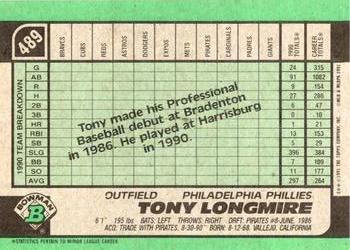 Tony Longmire  baseball card collectible - Main Image 2