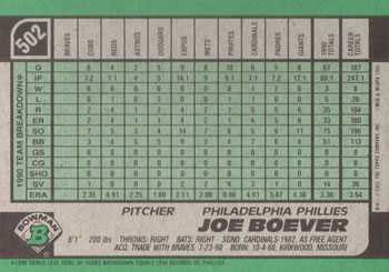 Joe Boever  baseball card collectible - Main Image 2