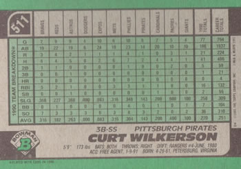 Curt Wilkerson  baseball card collectible - Main Image 2