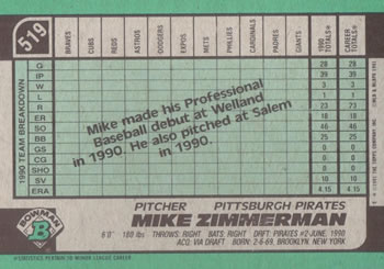 Mike Zimmerman  baseball card collectible - Main Image 2