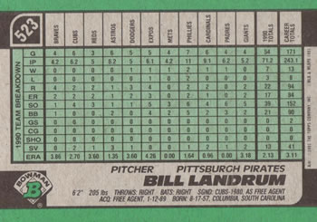 Bill Landrum  baseball card collectible - Main Image 2