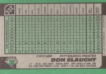 Don Slaught  baseball card collectible - Main Image 2