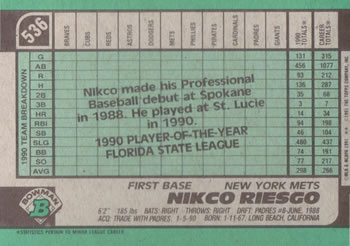 Nikco Riesgo  baseball card collectible - Main Image 2
