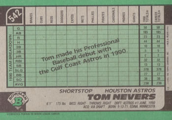 Tom Nevers  baseball card collectible - Main Image 2