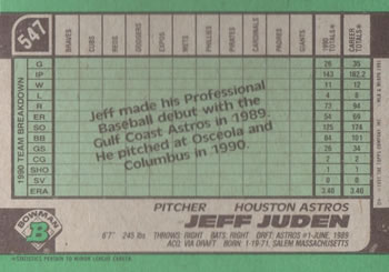 Jeff Juden  baseball card collectible - Main Image 2