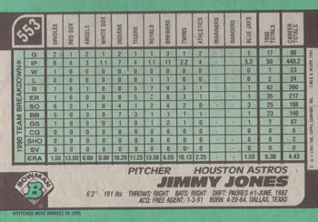 Jimmy Jones  baseball card collectible - Main Image 2