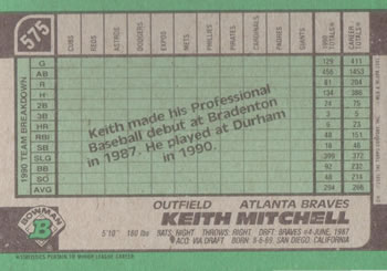 Keith Mitchell  baseball card collectible - Main Image 2