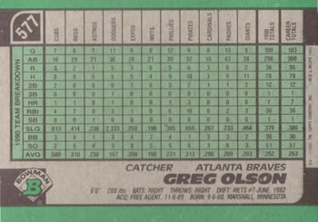 Greg Olson  baseball card collectible - Main Image 2