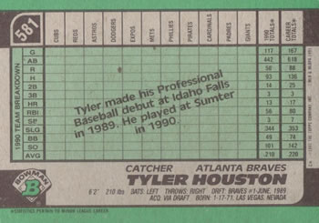 Tyler Houston  baseball card collectible - Main Image 2