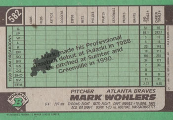 Mark Wohlers  baseball card collectible - Main Image 2