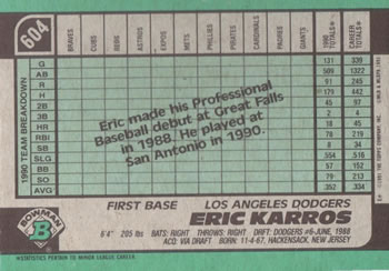 Eric Karros  baseball card collectible - Main Image 2
