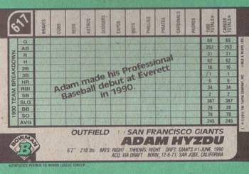 Adam Hyzdu  baseball card collectible - Main Image 2