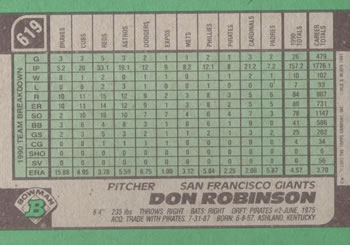 Don Robinson  baseball card collectible - Main Image 2