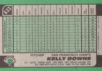 Kelly Downs  baseball card collectible - Main Image 2