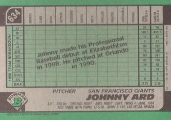 Johnny Ard  baseball card collectible - Main Image 2