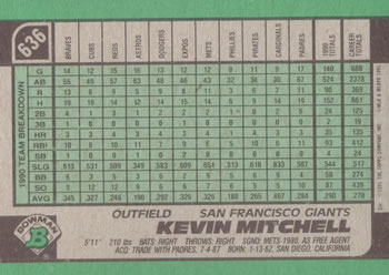 Kevin Mitchell  baseball card collectible - Main Image 2